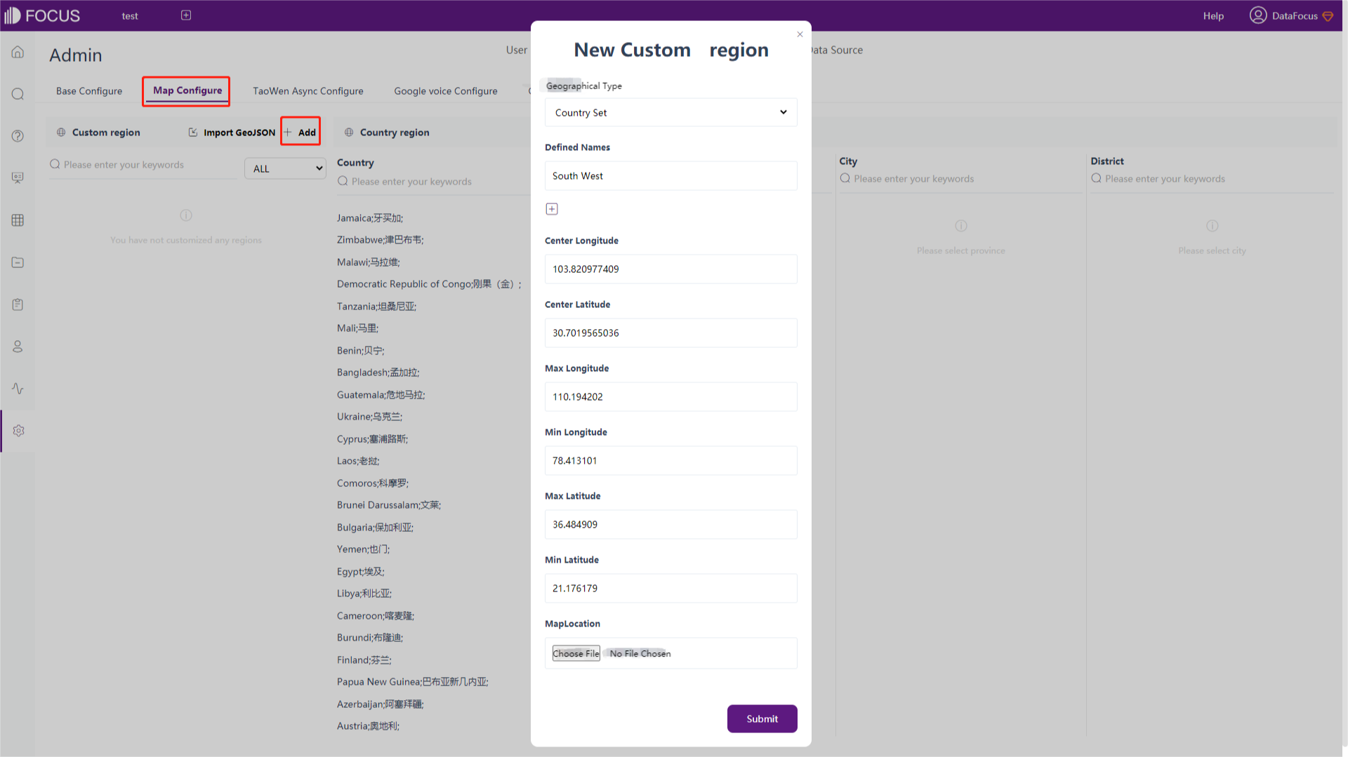 Figure 10-3-2 Add custom region